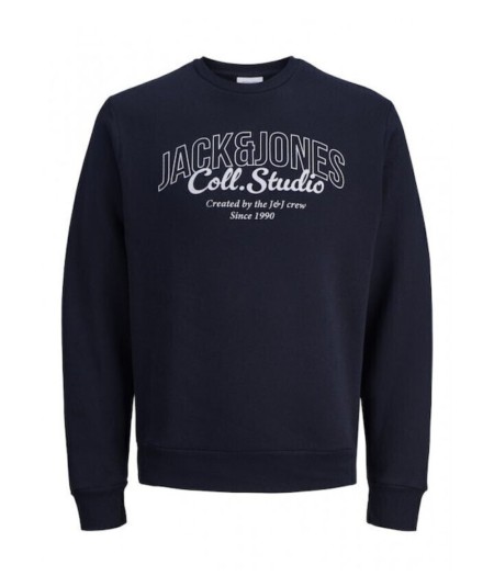 Sudadera marino Jack & Jones con letras blancas y cuello redondo.