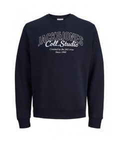 Sudadera marino Jack & Jones con letras blancas y cuello redondo.