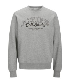 Sudadera gris Jack & Jones Studio con estampado en contraste.