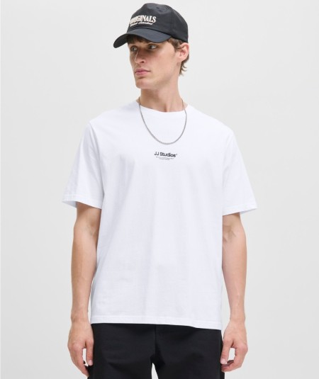 Camiseta blanca Jack & Jones de algodón orgánico con corte relaxed para hombre