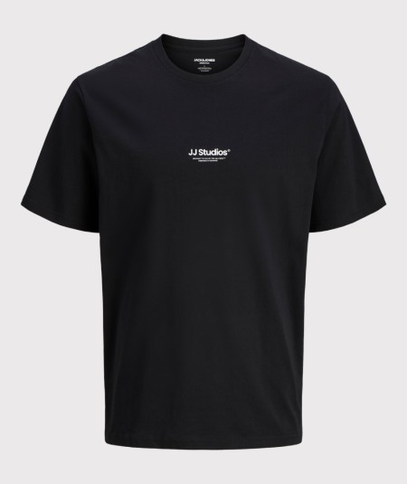 Camiseta básica negra para hombre Jack & Jones fabricada en algodón ecológico