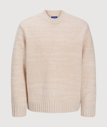 Suéter beige Jack & Jones de punto plano y manga larga