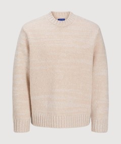 Suéter beige Jack & Jones de punto plano y manga larga