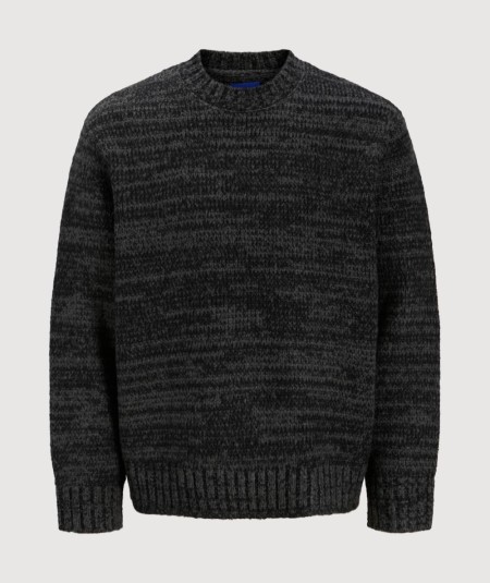 Suéter negro Jack & Jones de punto plano y manga larga para hombre