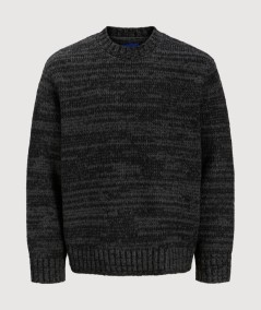 Suéter negro Jack & Jones de punto plano y manga larga para hombre
