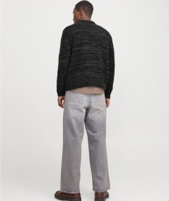 Jersey básico negro Jack & Jones con ajuste suelto y tejido de punto