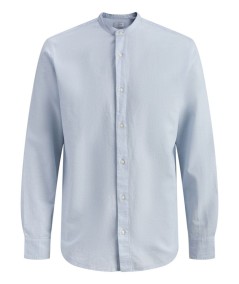 Camisa azul Jack & Jones para hombre con cuello Mao y ajuste regular