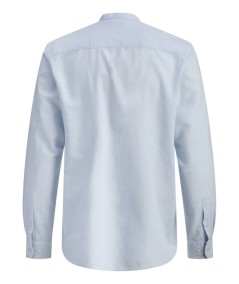 Camisa azul de algodón y lino Jack & Jones manga larga