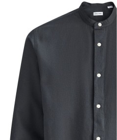 Camisa negra casual Jack & Jones cuello banda