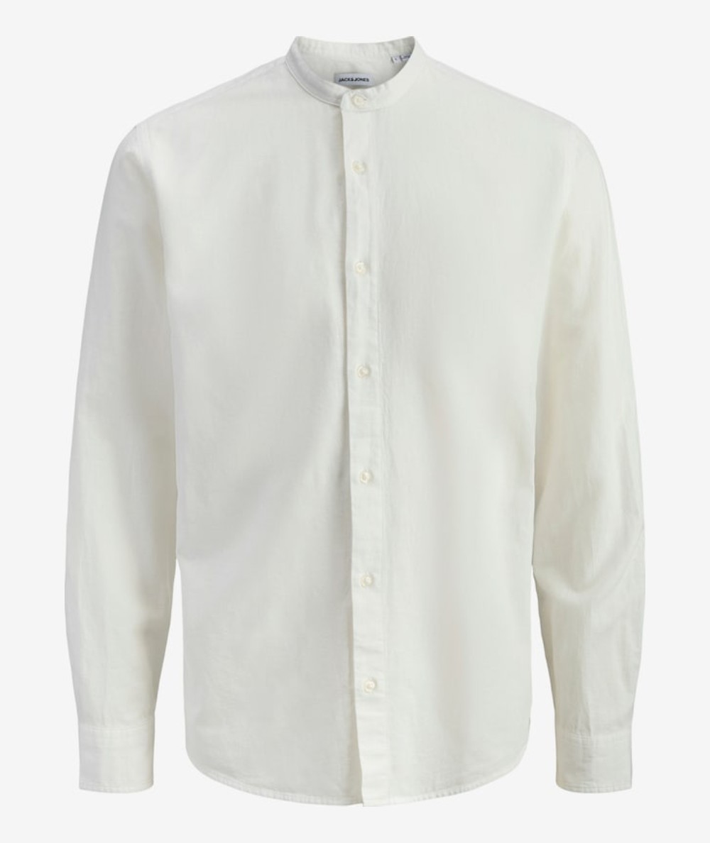 Camisa blanca de lino y algodón Jack & Jones manga larga