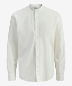 Camisa blanca de lino y algodón Jack & Jones manga larga