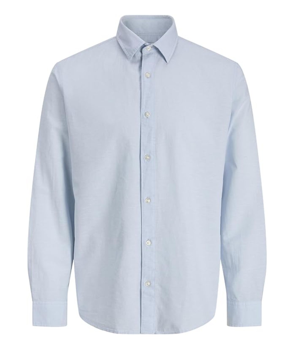 Camisa azul Jack & Jones Jjebreeze lino blend regular fit