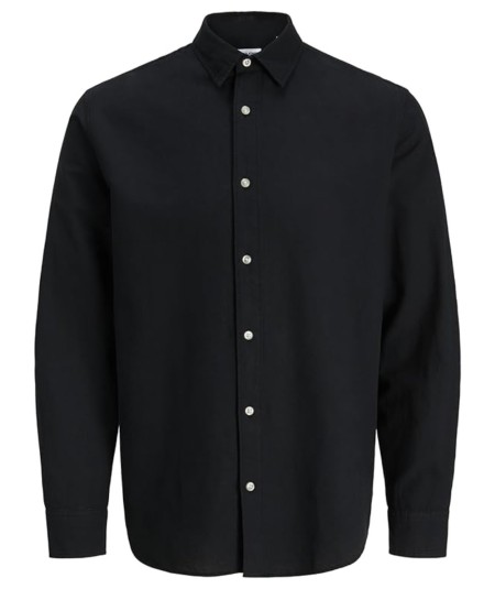 Camisa negra Jack & Jones Jjebreeze lino blend regular fit
