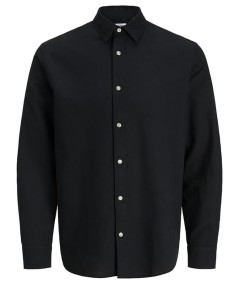 Camisa negra Jack & Jones Jjebreeze lino blend regular fit