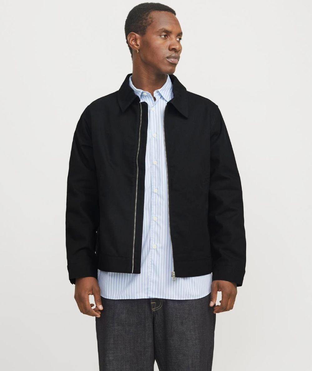 Chaqueta negra Jack & Jones para hombre resistente al viento