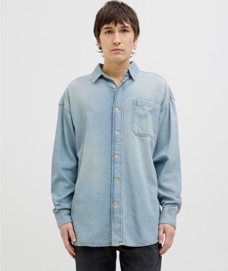Camisa vaquera azul Jack & Jones corte wide para hombre