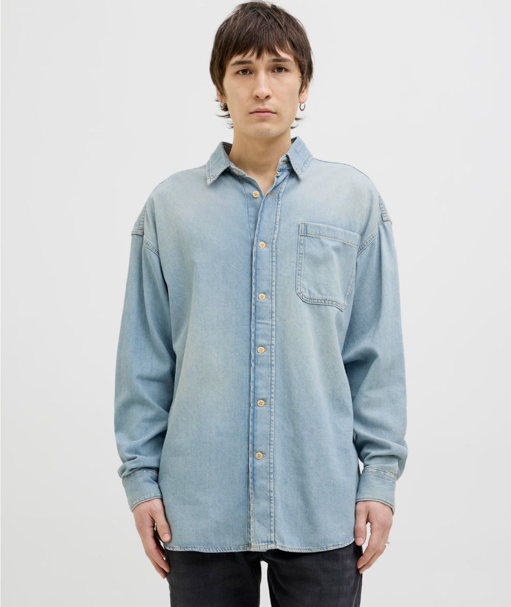 Camisa vaquera azul Jack & Jones corte wide para hombre