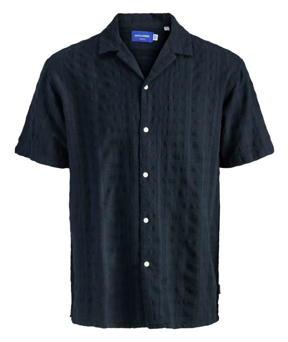 Camisa negra de verano para hombre en algodón 100% ligera y transpirable
