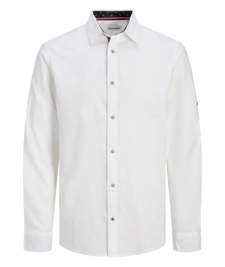 Camisa blanca masculina corte holgado adaptable a looks formales