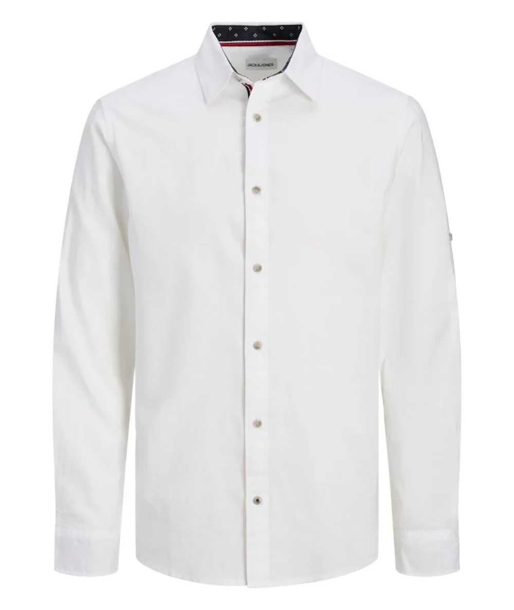 Camisa blanca masculina corte holgado adaptable a looks formales