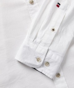 Camisa blanca para hombre manga larga 100% algodón corte relajado