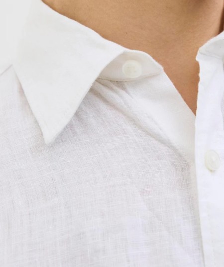 Camisa blanca de lino natural para hombre estilo casual