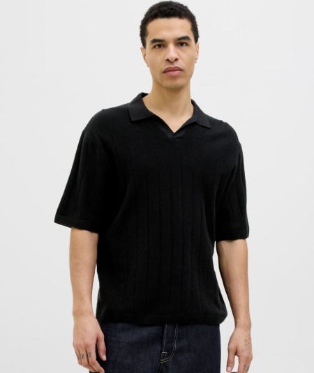 Polo para hombre de algodón manga corta corte relaxed negro