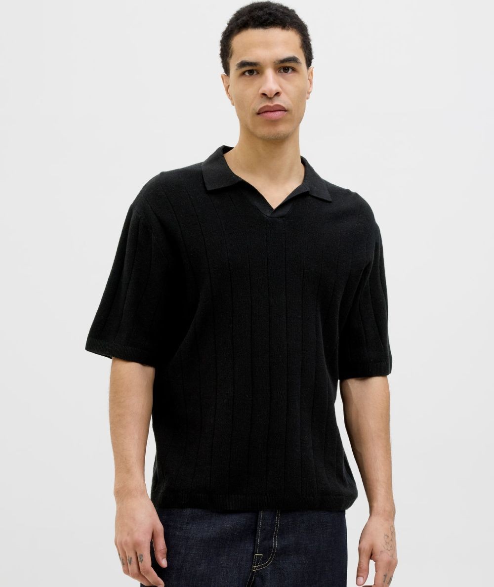 Polo para hombre de algodón manga corta corte relaxed negro