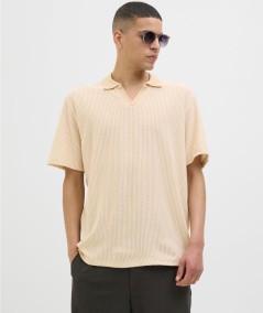 Polo hombre crudo manga corta algodón mezcla poliéster viscosa