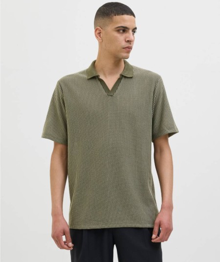 Polo hombre verde manga corta algodón mezcla poliéster viscosa