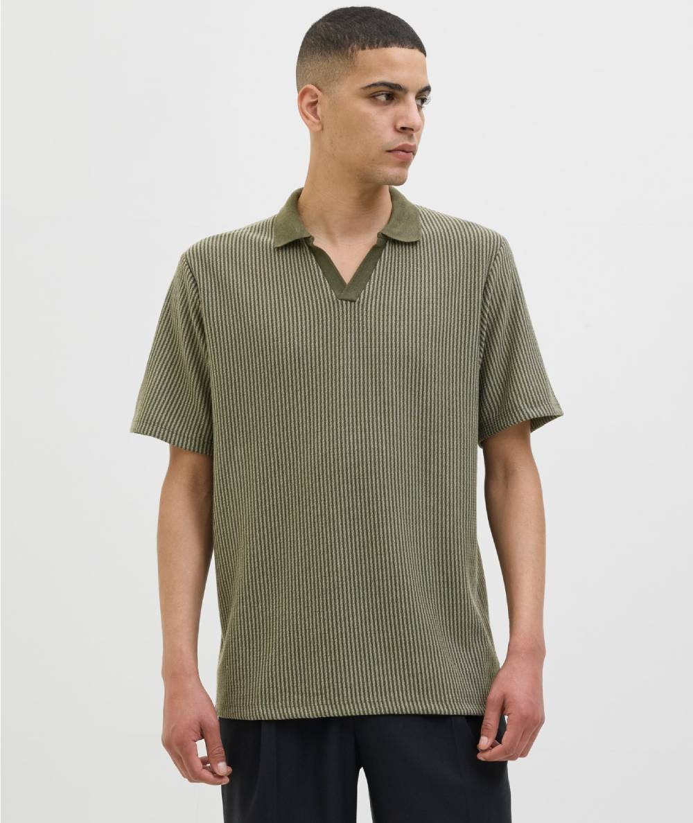 Polo hombre verde manga corta algodón mezcla poliéster viscosa