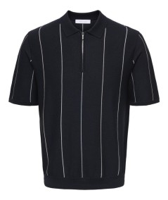 Polo Only and Sons azul marino con rayas y cremallera para hombre