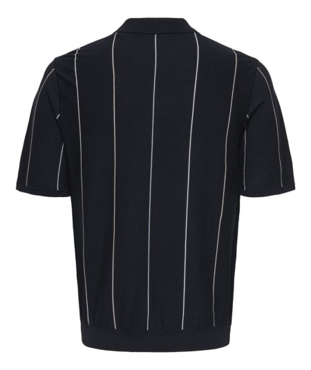 Polo casual manga corta con estampado de rayas color marin