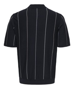 Polo casual manga corta con estampado de rayas color marin