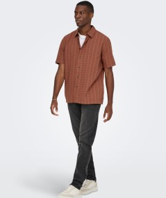 Camisa casual masculina tono rustic manga corta