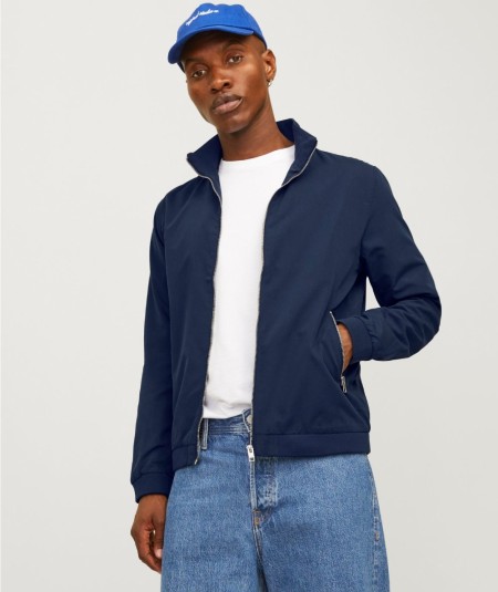 Chaqueta bomber azul marino para hombre con cremallera