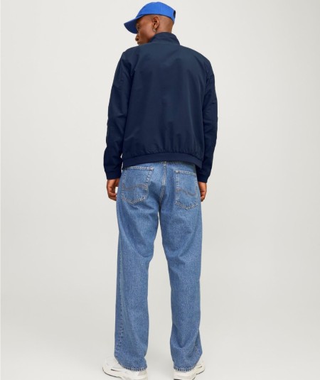 Chaqueta bomber azul marino para hombre con cremallera