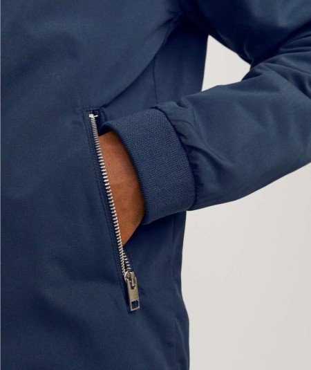 Chaqueta bomber azul marino para hombre con cremallera