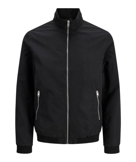 Chaqueta bomber negra para hombre con cremallera