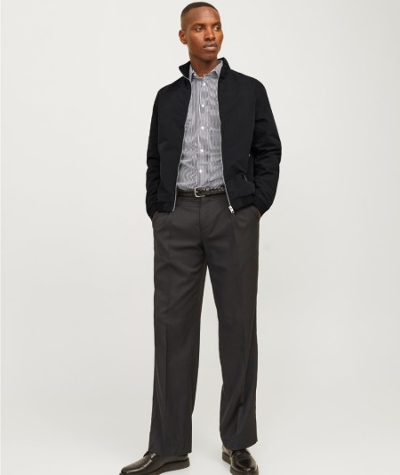 Chaqueta bomber negra para hombre con cremallera