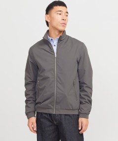 Chaqueta bomber gris para hombre con cremallera