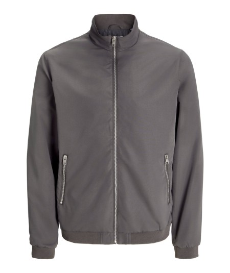 Chaqueta bomber gris para hombre con cremallera