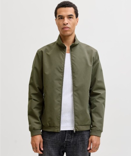 Chaqueta bomber kaki para hombre con cremallera