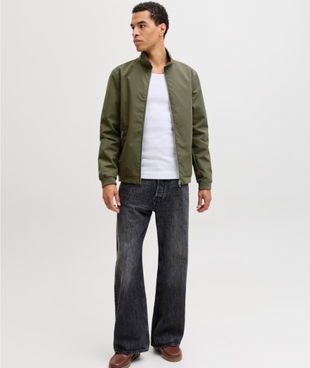 Chaqueta bomber kaki para hombre con cremallera