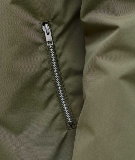 Chaqueta bomber kaki para hombre con cremallera