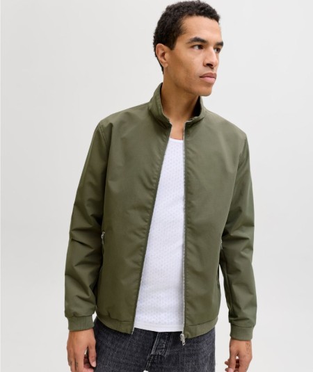 Chaqueta bomber kaki para hombre con cremallera