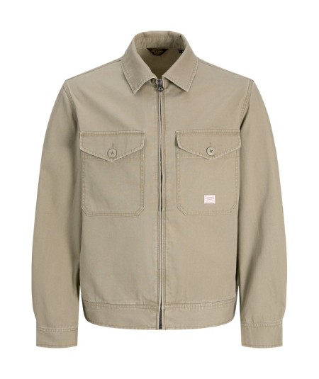 Chaqueta kaki para hombre con cuello italiano