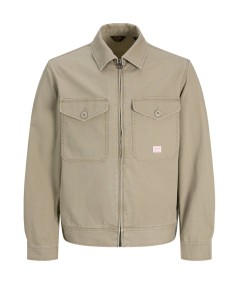 Cazadora verde kaki de algodón con cremallera