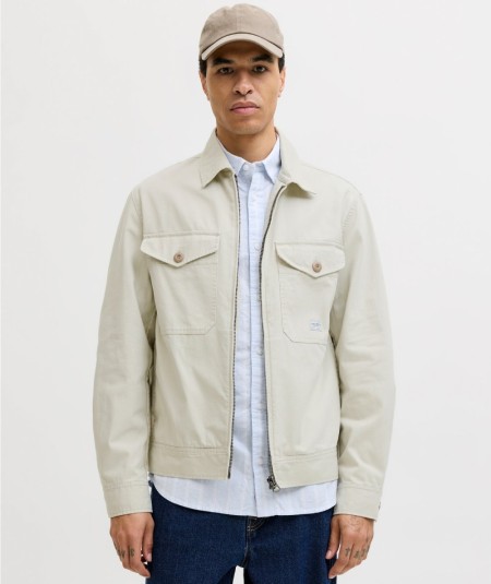 Chaqueta cruda para hombre con cuello italiano