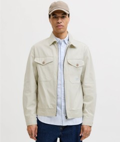 Chaqueta cruda para hombre con cuello italiano